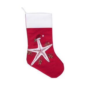 C&F Home 8.5" x 20" Holiday Starfish with Santa Hat Christmas Stocking - 1 of 4