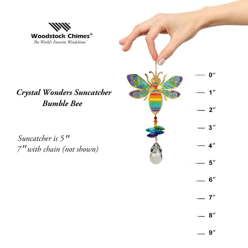 Woodstock Crystal Suncatchers, Crystal Wonders Bumble Bee, Crystal Wind Chimes For Inside, Office, Kitchen, Living Room Décor, 5"L, 5 of 8