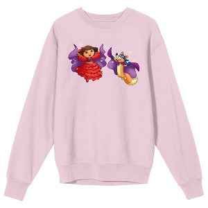 Dora The Explorer Dora & Swiper Adult Navy Crew Neck Long Sleeve Sweatshirt - 1 of 3