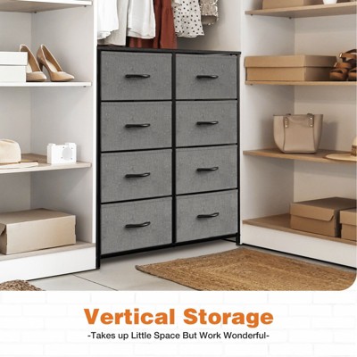 CAVINAS Dresser for Bedroom with Fabric Bins and Black Metal Handles,Modern Chest of Drawers,Freestanding Dresser for Bedroom