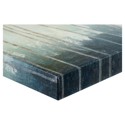 Teal and Gold Abstract Forest Canvas Art Set of 3