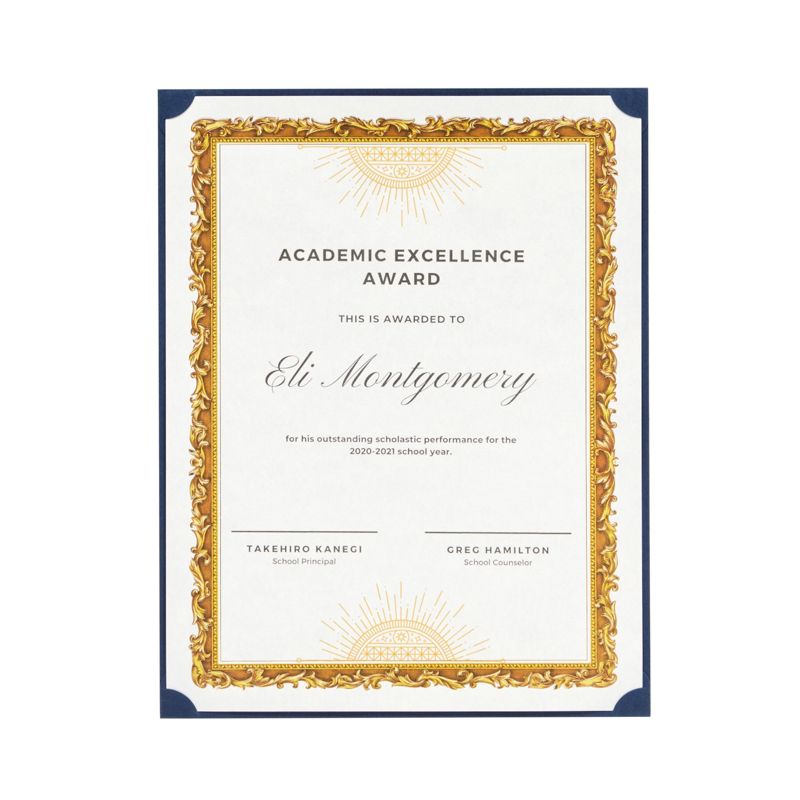 Best Paper Greetings 24-Pack Single Sided Award Certificate Holders for Diplomas, Awards, Certifications (fits 8.5x11, Navy Blue), 4 of 9