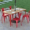 Emma and Oliver Indoor/Outdoor Dining Table with Umbrella Hole, 30" x 60" Rectangular All Weather Poly Resin Top and Black Steel Base - 3 of 4