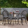 Osparple Outdoor Patio Furniture Bistro Set Aluminum Hollow Design Bar Conversation Chairs and Round Table for Garden, Backyard, Terrace - 3 of 4
