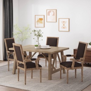 Set of 4 Maria French Country Wood Upholstered Dining Chairs - Christopher Knight Home - 1 of 4