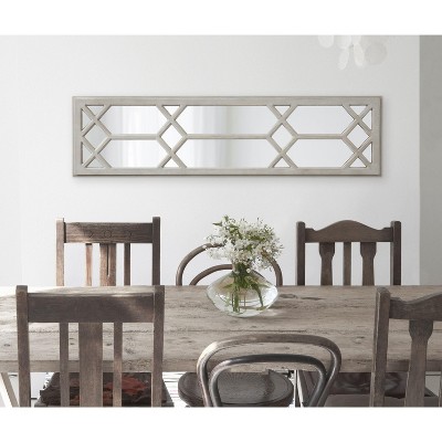 Gray Tall Rectangular Wood Windowpane Mirror