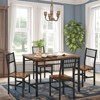 Hooseng Industrial Style 5-Piece Dining Table Set, Dining Room Table Set with 4 Slated Backrest Chairs, Space-Saving Dinette Set for 4 with MDF Top - 3 of 4