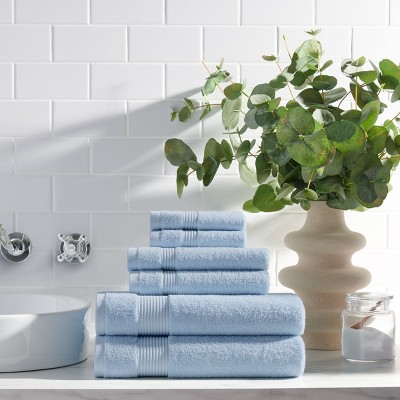 Misty Blue Cotton 6-Piece Luxury Bath Towel Set