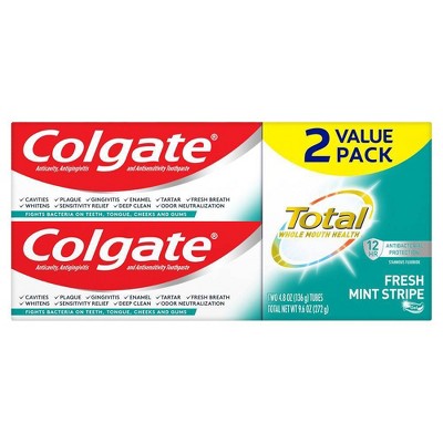 Colgate Total Fluoride Toothpaste Gel - Fresh Mint Stripe Gel - 4.8oz