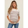 Pinkblush Brown Striped Knit Maternity Short Sleeve Top - 4 of 4