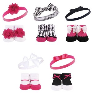 Hudson Baby Girl Headband and Socks Giftset, Dk.Pink Black, One Size - 1 of 4