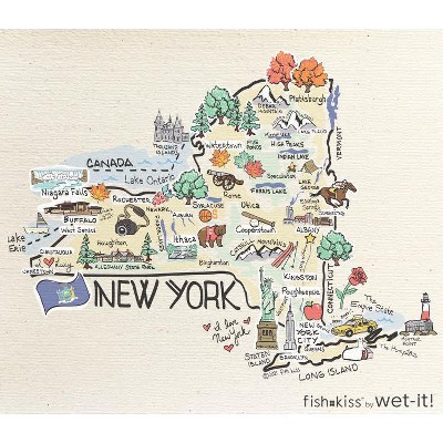 Wet it By Fishkiss State Washcloth - New York