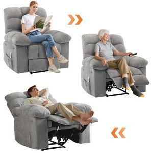 Swivel Rocker Recliner Chair with Massage & Heating, Comfy Upholstered Seating Nursery Glider Chair, Rocking Chairs, Adjustable Reclining Chair Sofa - 1 of 4
