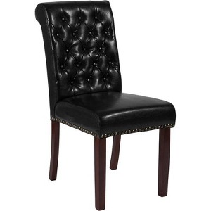 Parsons Chair with Rolled Back Leather Black - Riverstone Furniture
