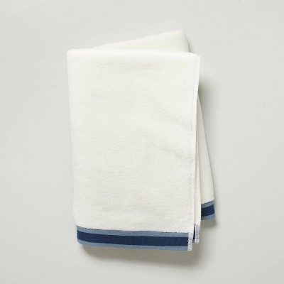 Accent Stripe Bath Towel Sour Cream/Blue - Hearth & Hand™ with Magnolia