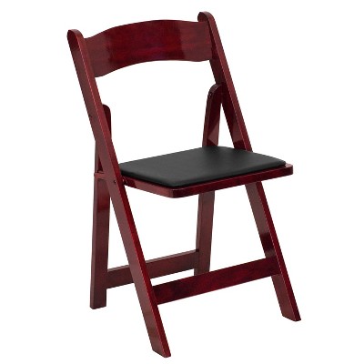 Elegant Mahogany Wood Folding Chair with Vinyl Padded Seat
