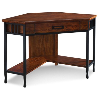 Ironcraft Burnished Black Corner Desk with Keyboard Drawer