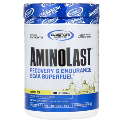 Gaspari Nutrition Aminolast®, Recovery & Endurance BCAA Superfuel, Lemon Ice, 14.8 oz (420 g)