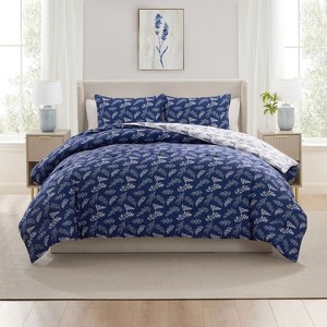 Nestl Modern Comforter Set, 3 Piece Botanical Bedding Set, Reversible Comforter Bed Set - 1 of 4
