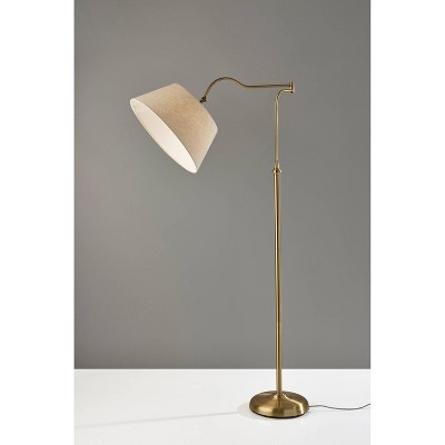 Rodeo Floor Lamp Antique Brass - Adesso: Swing Arm, Adjustable, Mid-Century Modern Design