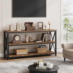 Long Console Table, 3-Tier Entryway Table with Storage Shelves, Rectangular Sofa Table for Entryway, Industrial Entry Table for Entrance - 1 of 4