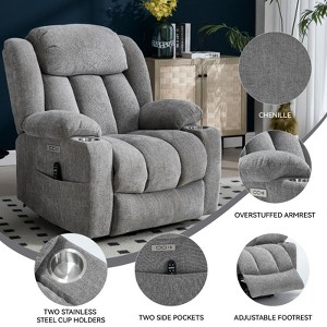 Up to 350 LBS Lift Recliner Chair, Heavy Duty Motion Mechanism with 8-Point Vibration Massage and Lumbar Heating, USB and Type-C Ports - 1 of 1