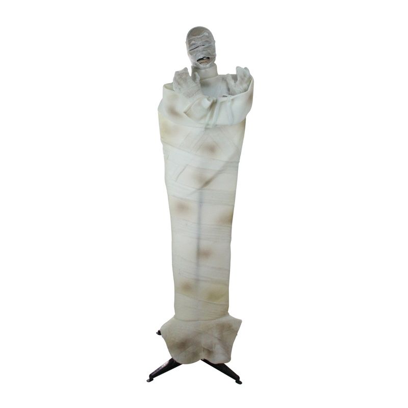 Northlight 64.5" Prelit Standing Animated Glowing Eyed Mummy Halloween Decoration - White/Brown, 1 of 5