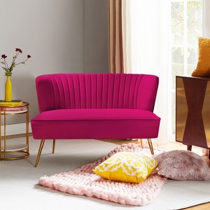 Velvet Nicolas Loveseat Chair Contemporary  2-Seater Sofa for Living Room and Bedroom Tufted Back Loveseat  | Karat Home - 1 of 4