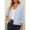 Women's 3/4 Sleeve Open Front Cropped Cardigan Sweater Elegant Shrugs for Women - 3 of 4