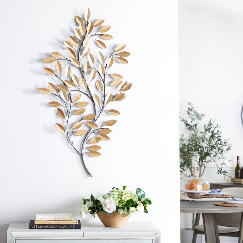 Metal Leaf Metallic Wall Decor with Stem - Olivia & May, 2 of 8