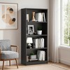 Lirago,Adjustable 4-Shelf Wooden Bookcase-Freestanding Home Office & Living Room Storage,Black - 2 of 4