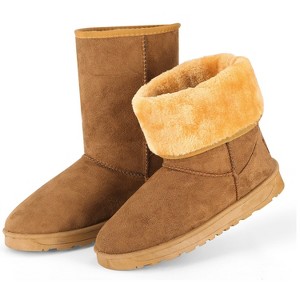 NPolar Women Ladies Snow Boots Waterproof Faux Suede Mid-Calf Boots Fur Warm Lining Shoes - 1 of 4