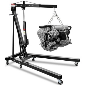 2-Ton Shop Crane with Lever, Hydraulic Folding Engine Hoist w/6 Steel Casters - Lift Car Transmissions, Boat Motors, Farm Equipment (Net Wt. 168 Lbs) - 1 of 4