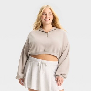 Women's Quarter Zip Hoodie Sweatshirt - Wild Fable™ - 1 of 3
