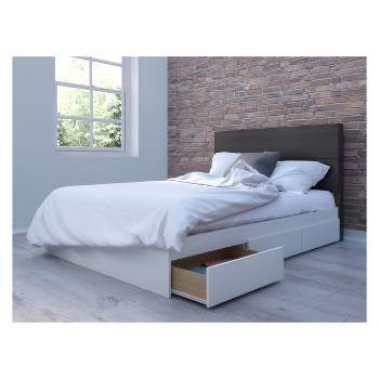 Full Cadence Storage Bed and Headboard White/Black - Nexera