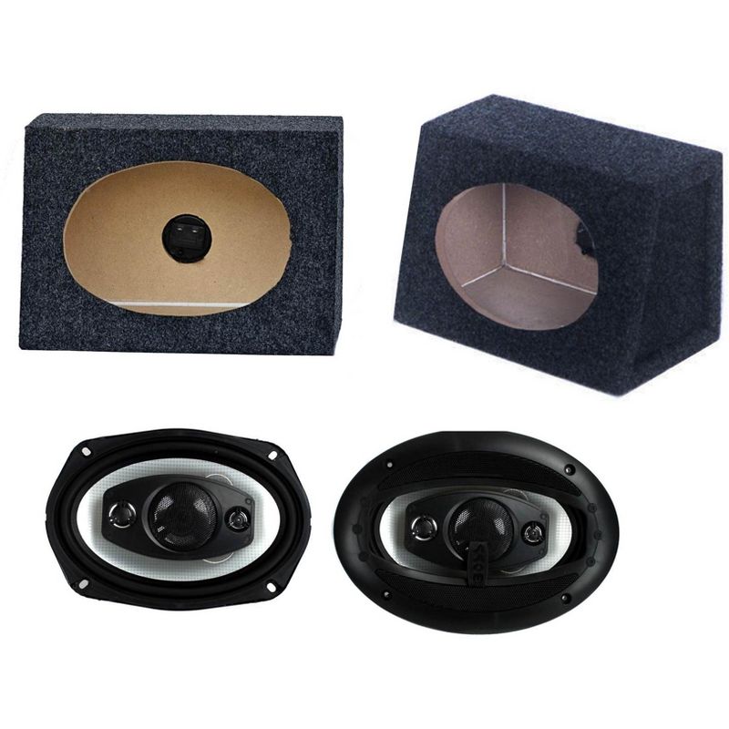 BOSS R94 6x9" 500W Car Audio Speakers + 2) 6x9" Speaker Box Enclosures, 1 of 7