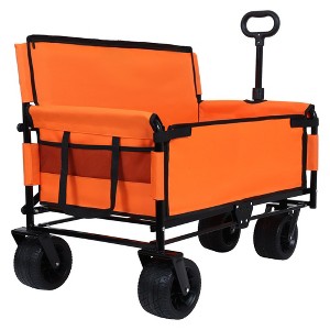 Whisen 3-in-1 Convertible Folding Wagon Cart with Bench Seat & Storage, 500lbs Heavy-Duty Utility Wagon - 1 of 4