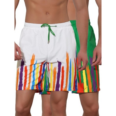 Lars Amadeus Men's Summer Lightweight Elastic Waist Colorful Printed Board Shorts 2 Pack