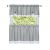 Kate Aurora Shabby Country Farmhouse Flax Styled Sheer Cafe 3 Piece Kitchen Curtain Tier & Valance Set - 2 of 3