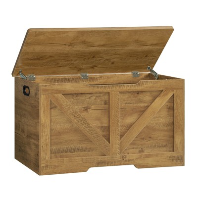 Usikey 39.4" Storage Chest, Toy Box with 2 Safety Hinges, Lift Top Wooden Toy Chest, Storage Bench, for Living Room, Bedroom, Entryway
