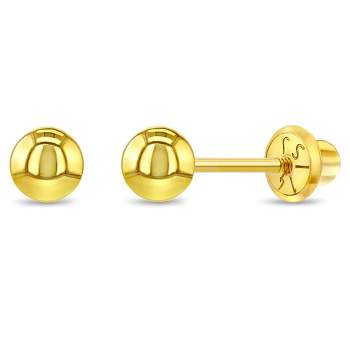 Girls' Tiny Bezel Cz Screw Back 14k Gold Earrings - 4mm - In Season ...