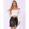 INSPIRE CHIC Women's Faux PU Leather Studded Party High Waist Pencil Mini Split Skirt - 2 of 4