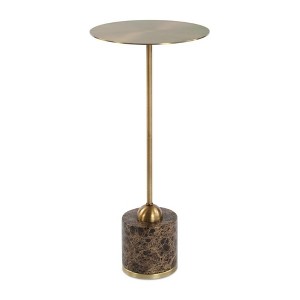 Uttermost Verlin Drink Table-Brass Plated Metal with Striking Marble Foot and Top - 1 of 4