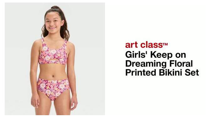 Girls&#39; Keep on Dreaming Floral Printed Bikini Set - art class&#8482;, 2 of 6, play video
