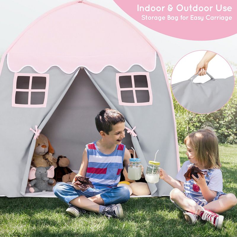 Costway Kids Play Tent Girls Boys Princess Castle Portable Indoor Outdoor Playhouse, 3 of 10