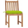 vidaXL 8pcs Teak Wood Patio Chairs with Bright Green Cushions - Heavy-Duty Outdoor/Indoor Furniture Set, Fine Sanded Finish, Weather Resistant - 3 of 4