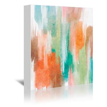 Americanflat Modern Orang Teal Abstract By Lisa Nohren Wrapped Canvas