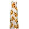 Womens Sleeveless Spaghetti Strap Beach Boho Tropical  Summer Drawstring Waistband Print Long Beach Dress - 4 of 4