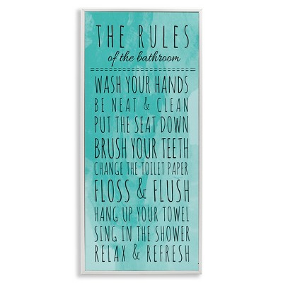 Stupell Industries Bathroom Rules on Turquoise, 10" x 24"