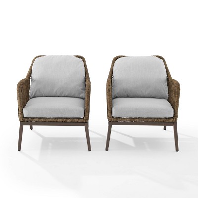 Haven 2-Piece Light Gray Wicker Outdoor Armchair Set